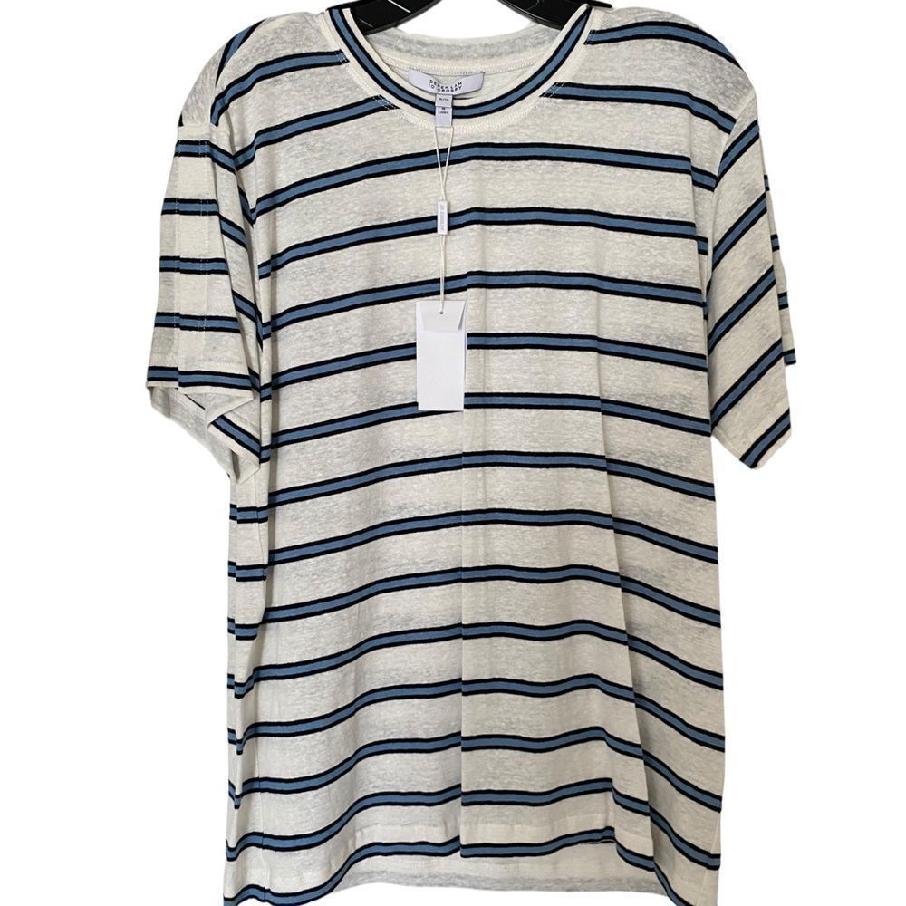 🆕 Derek Lam 10 Crosby : Short Sleeved Linen Blend Tee Slit Detail